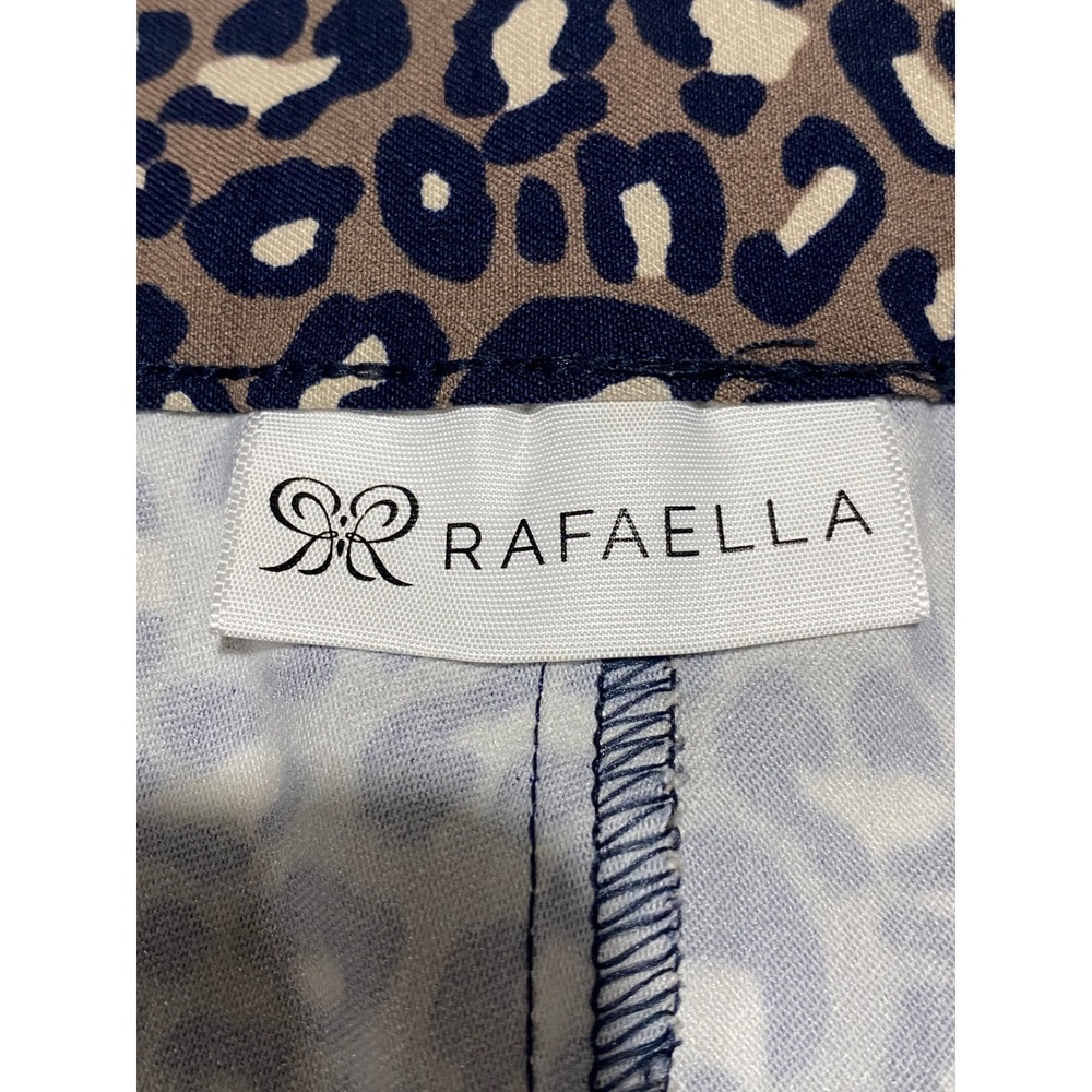 Rafaella Leopard Print Crop Pants Womens 18 Brown Navy Blue Stretch Waist Chic - Picture 4 of 10